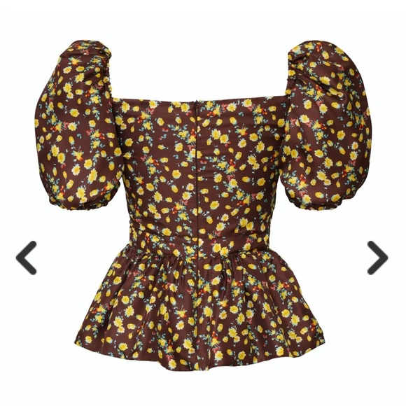 Women’s Bridgette Blouse size 8 in Brown and Yellow Autumn Adeigbo - Picture 8 of 9